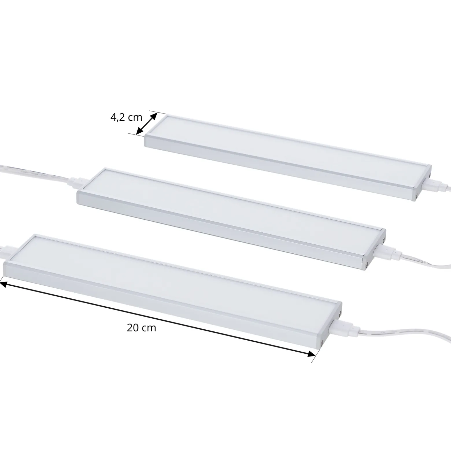 Prios Ashtonis LED-kaapinvalaisin, 3 kpl, 20 cm:n sarja