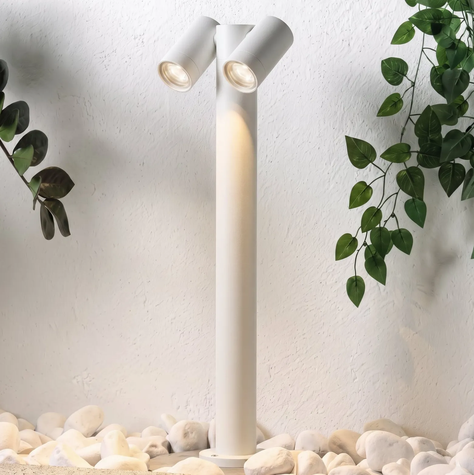 PRIOSin Tulimar-pylväsvalaisin, 2-lamppuinen, 60 cm, valkoinen, IP65
