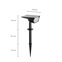 Prios LED-aurinkopistevalaisin Helier, 49 cm, musta, maapiikki