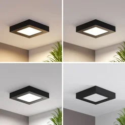 Prios LED-kattovalaisin Alette, musta, 12 W, CCT, himmennettävä