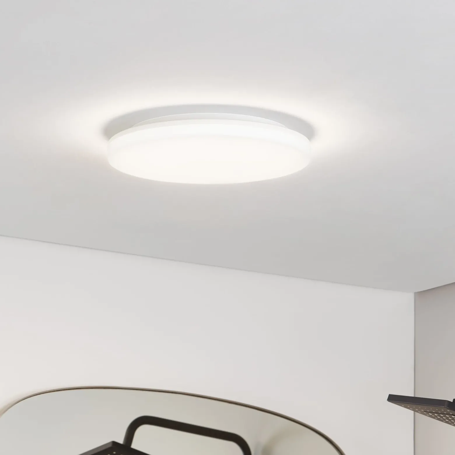 Prios LED-kattovalaisin Artin, Ø 33 cm, valkoinen, CCT, IP65