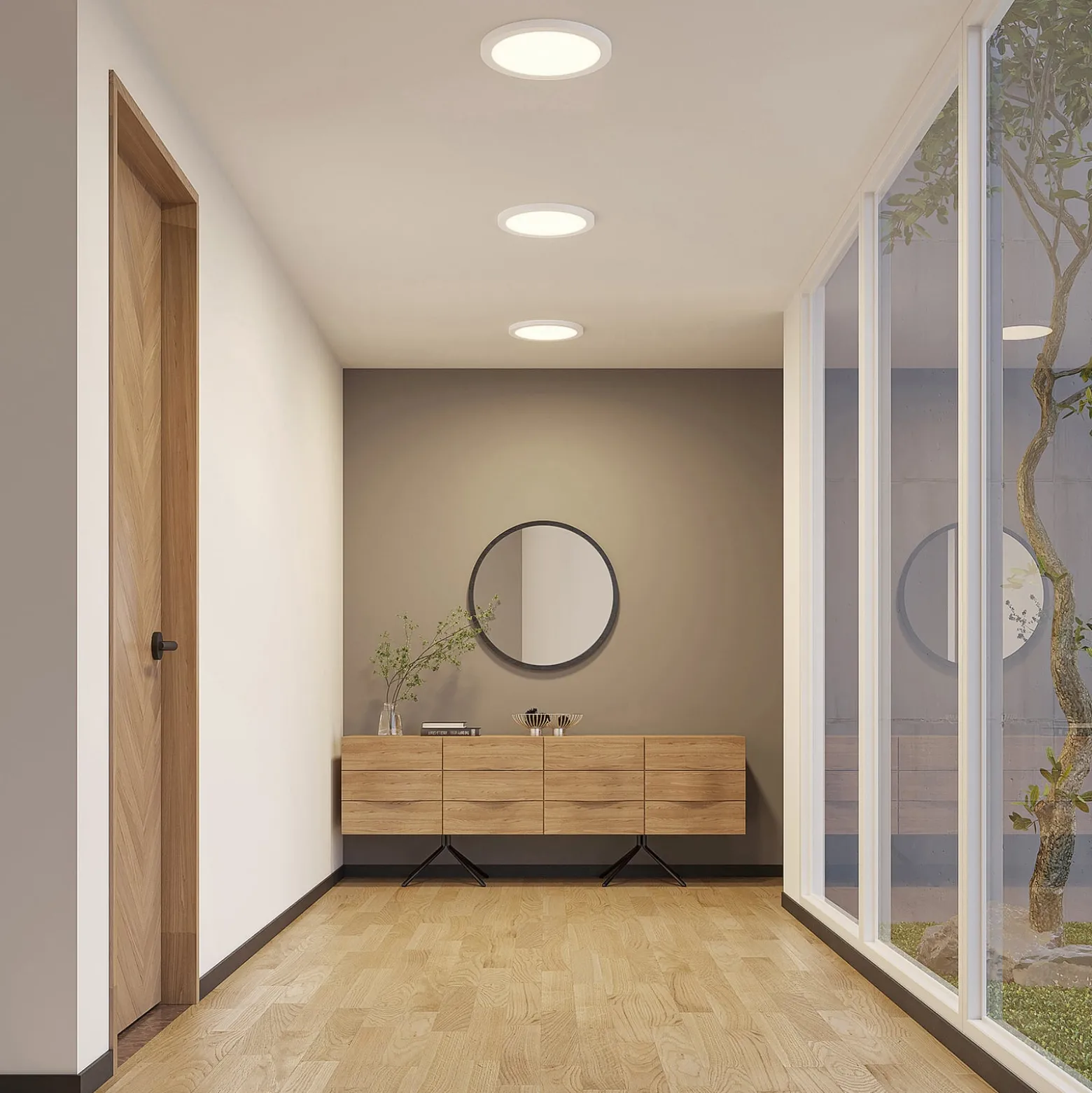 Prios LED-kattovalaisin Aureka, 2 kpl, sensori, Ø 33 cm, valkoinen