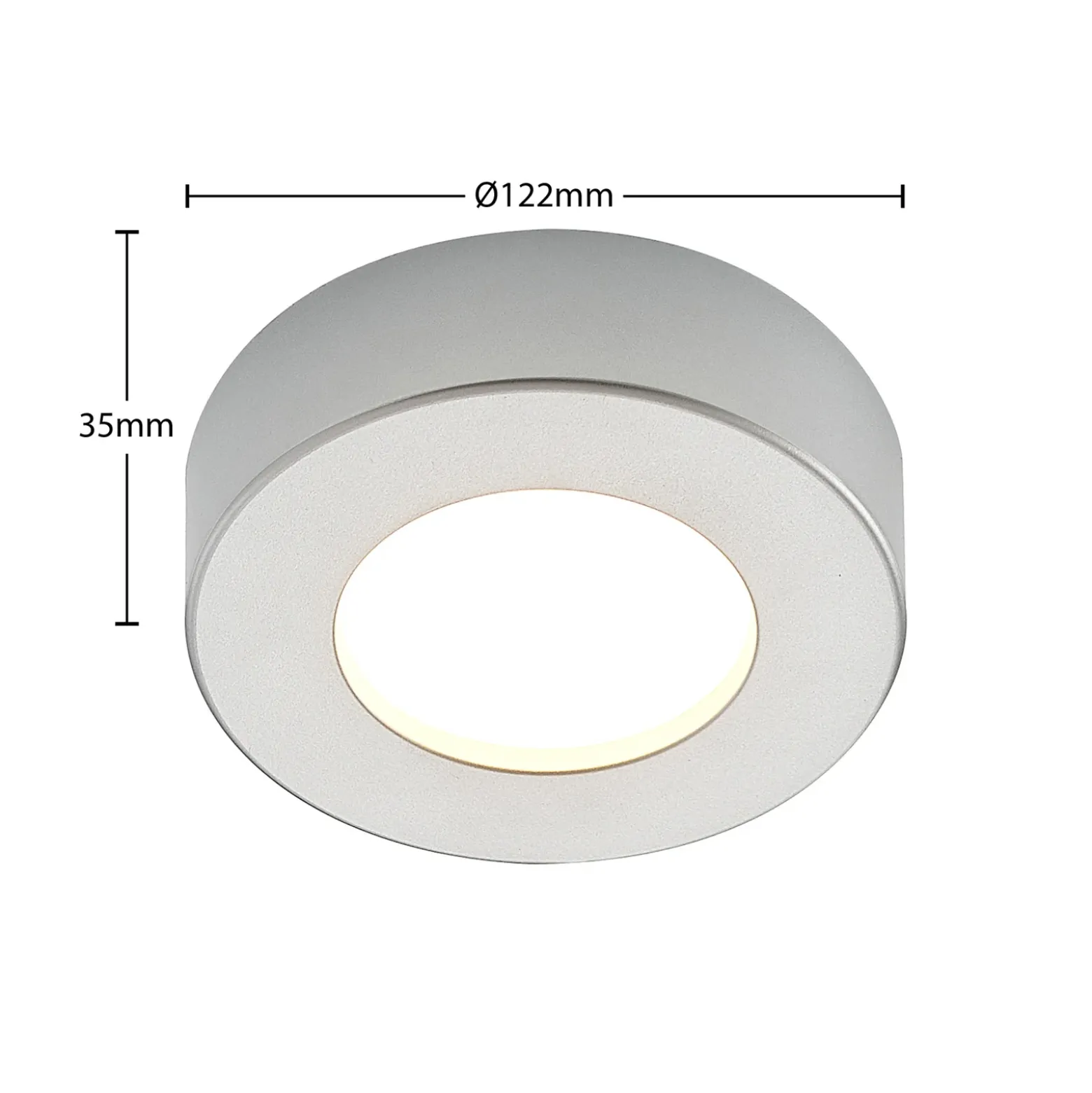 Prios LED-kattovalaisin Edwina, hopea, 12 cm, CCT, IP44