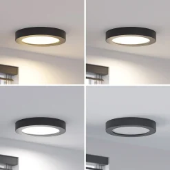Prios LED-kattovalaisin Edwina, musta, 23 cm, CCT, IP44