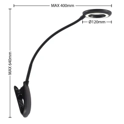 Prios LED-puristinvalaisin Harumi, musta, ladattava akku, USB, 51 cm