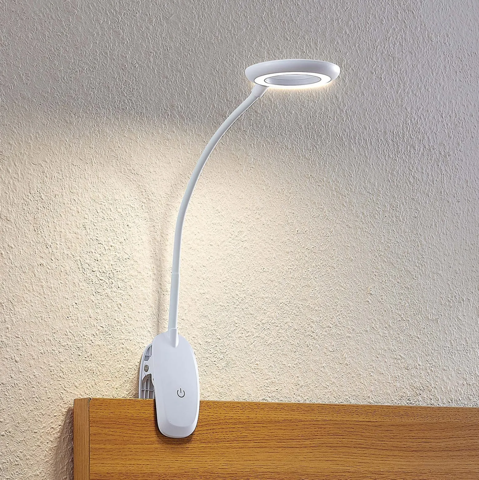 Prios LED-puristinvalaisin Harumi, valkoinen, ladattava akku, USB, 51 cm korkea