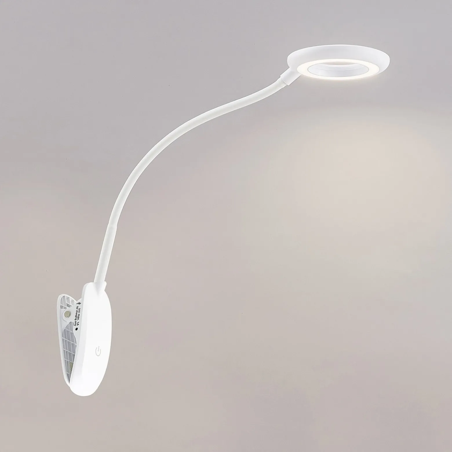 Prios LED-puristinvalaisin Harumi, valkoinen, ladattava akku, USB, 51 cm korkea