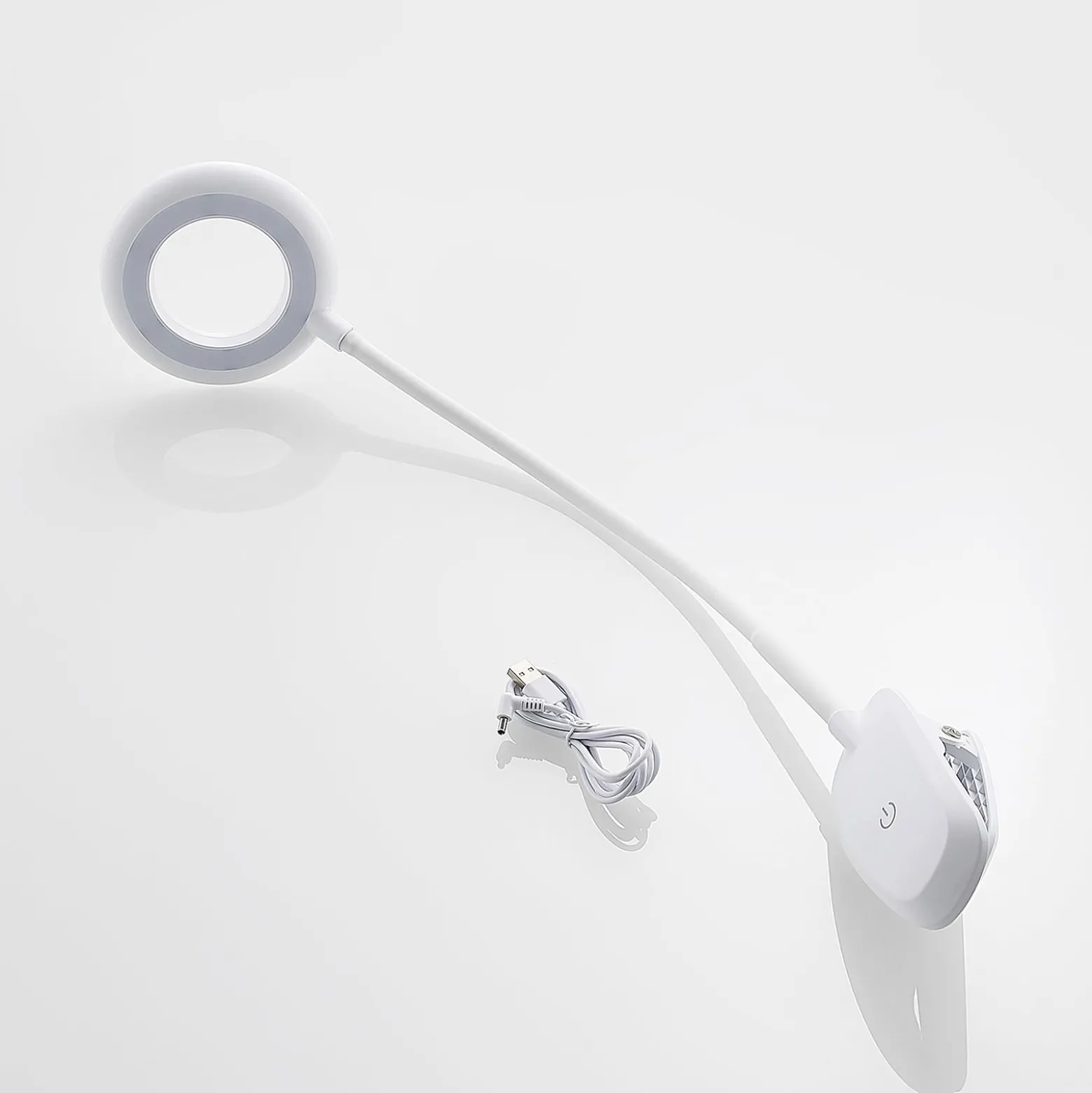 Prios LED-puristinvalaisin Harumi, valkoinen, ladattava akku, USB, 51 cm korkea