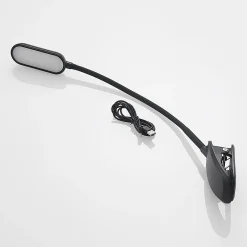 Prios LED-puristinvalo Najari, musta, ladattava akku, USB, 51 cm