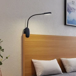 Prios LED-puristinvalo Najari, musta, ladattava akku, USB, 51 cm