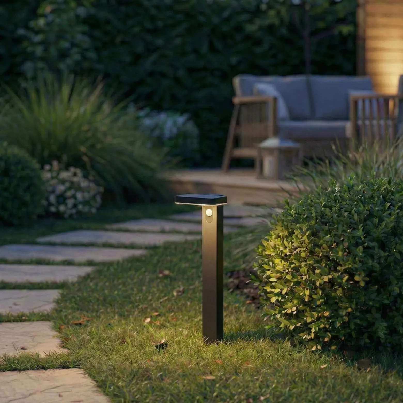 PRIOS LED-pylväsvalaisin Tarlson, kulmikas, antrasiitti, anturi