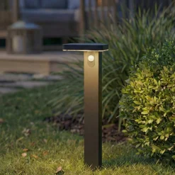 PRIOS LED-pylväsvalaisin Tarlson, kulmikas, antrasiitti, anturi