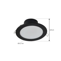 Prios LED upotettava valaisin Rida, musta, 14,5 cm, 12 W, CCT