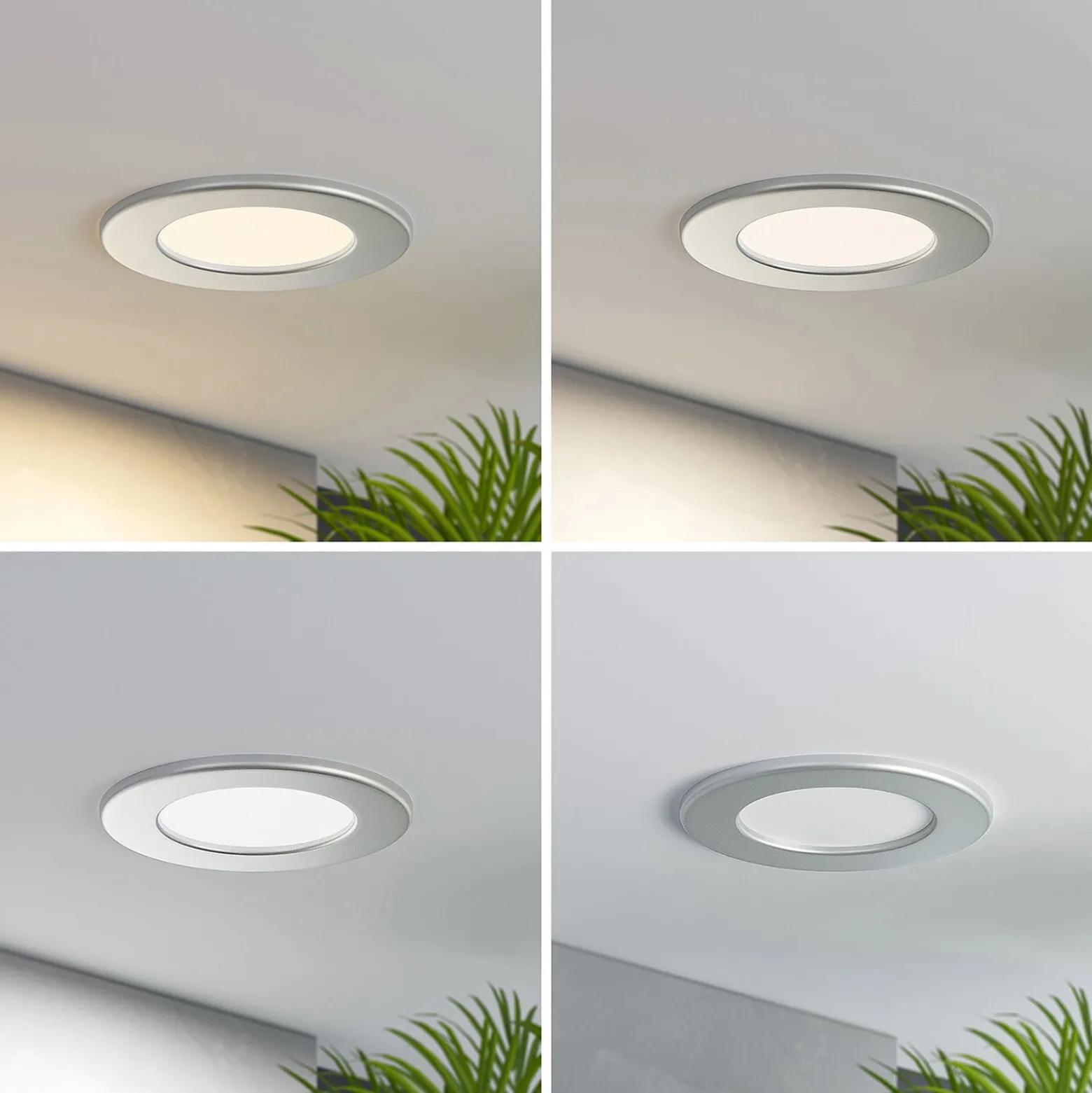 Prios LED uppoasennusvalaisin Cadance, hopea, 12 cm, 2 kpl, CCT-mittaussarja