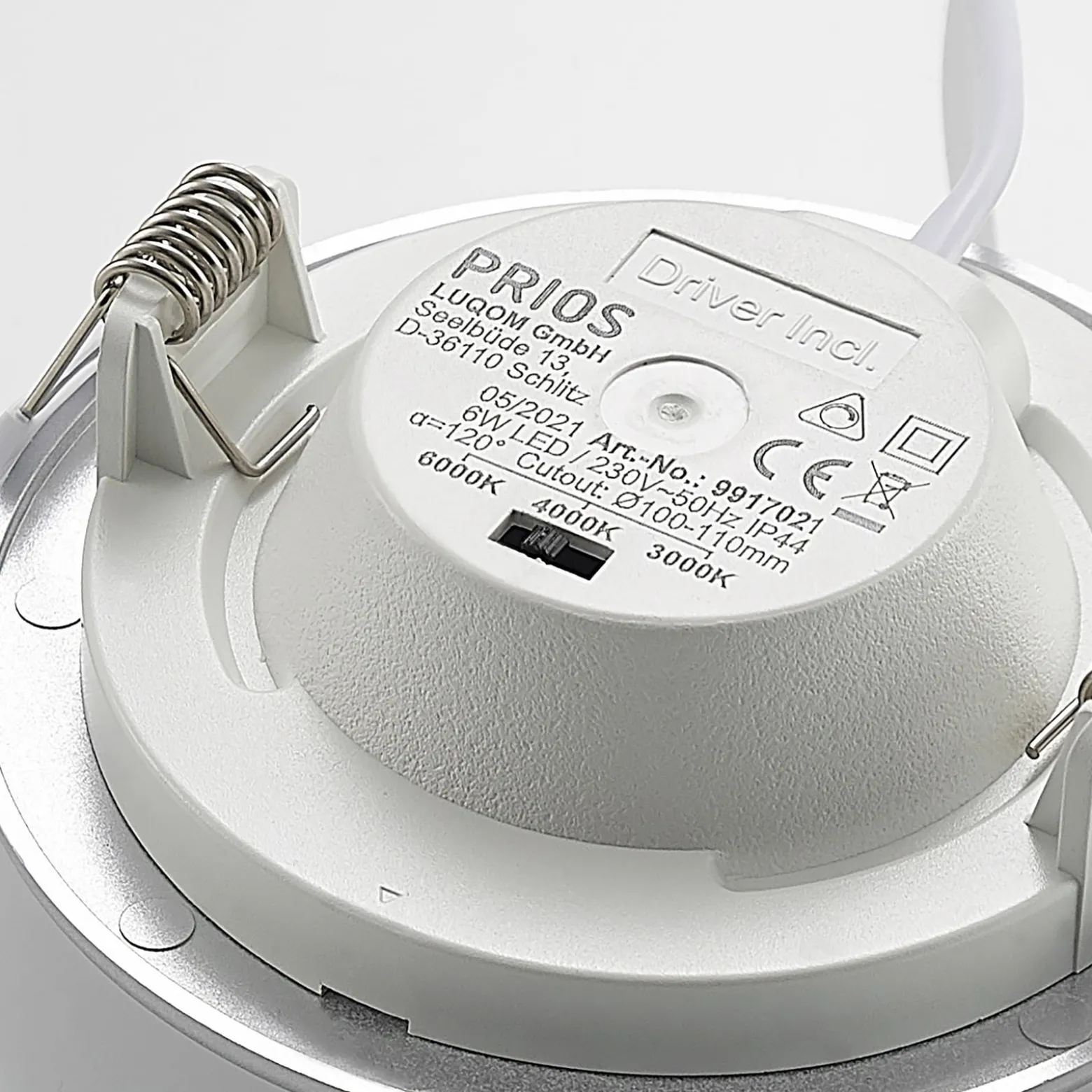Prios LED uppoasennusvalaisin Cadance, hopea, 12 cm, 2 kpl, CCT-mittaussarja