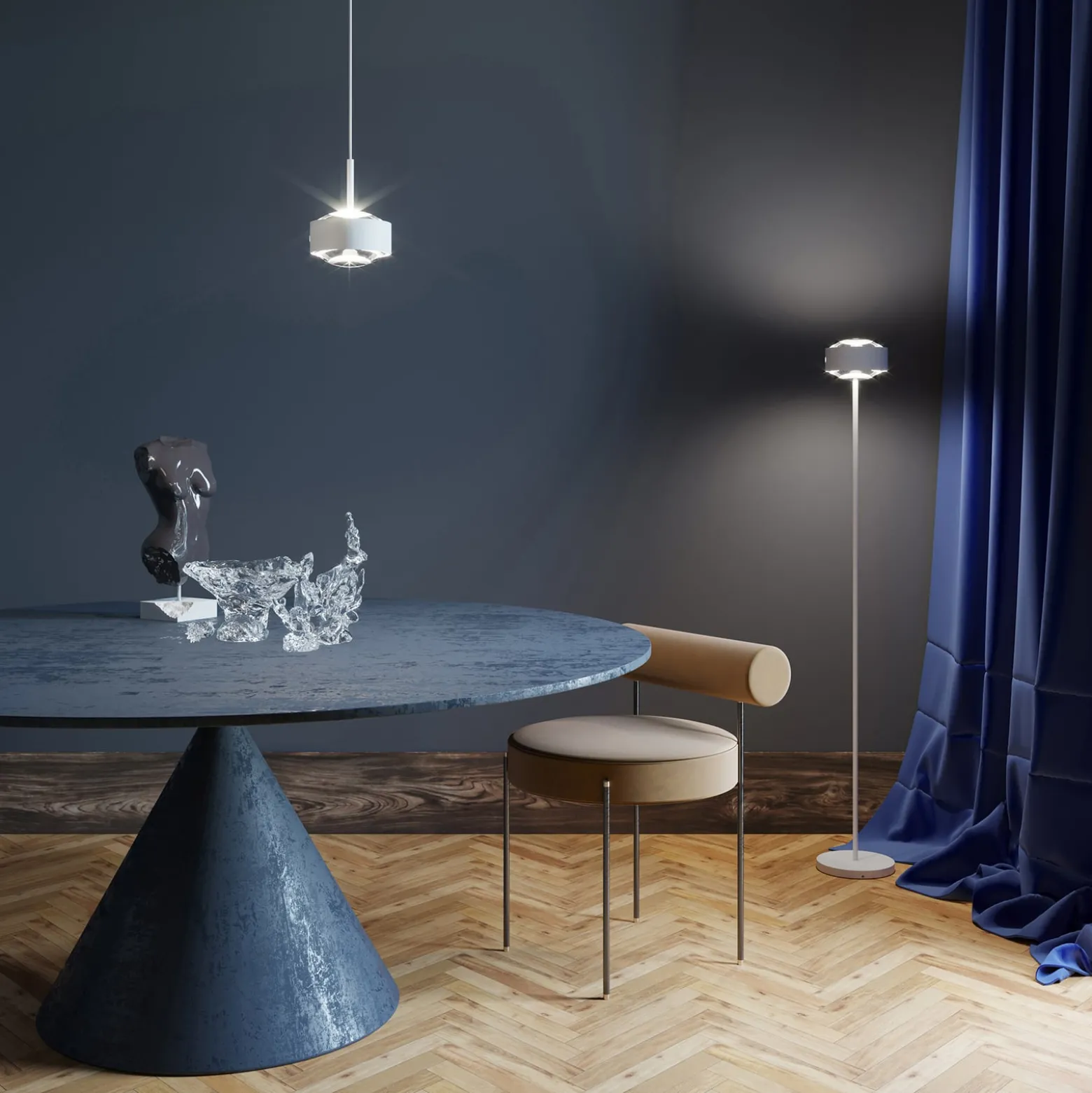 Puk Maxx Eye Floor LED-linssi matta, valkoinen matta/kromi