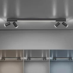 PURE LED-kattovalaisin Lines, 120 cm, antrasiitti, kaukosäädin