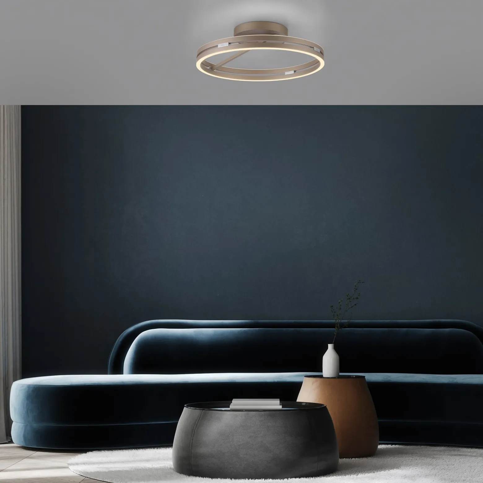 PURE LED-kattovalaisin Loop, pronssinvärinen, metalli Ø 60 cm CCT