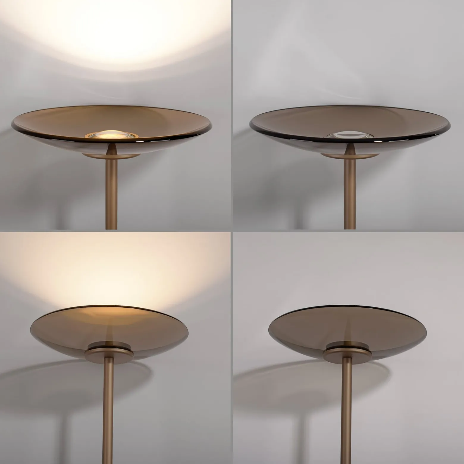 PURE LED-lattiavalaisin Moon pronssinvärinen alumiini/lasi himmennin