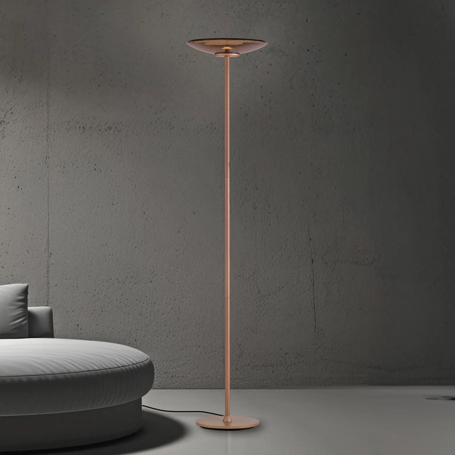 PURE LED-lattiavalaisin Moon pronssinvärinen alumiini/lasi himmennin