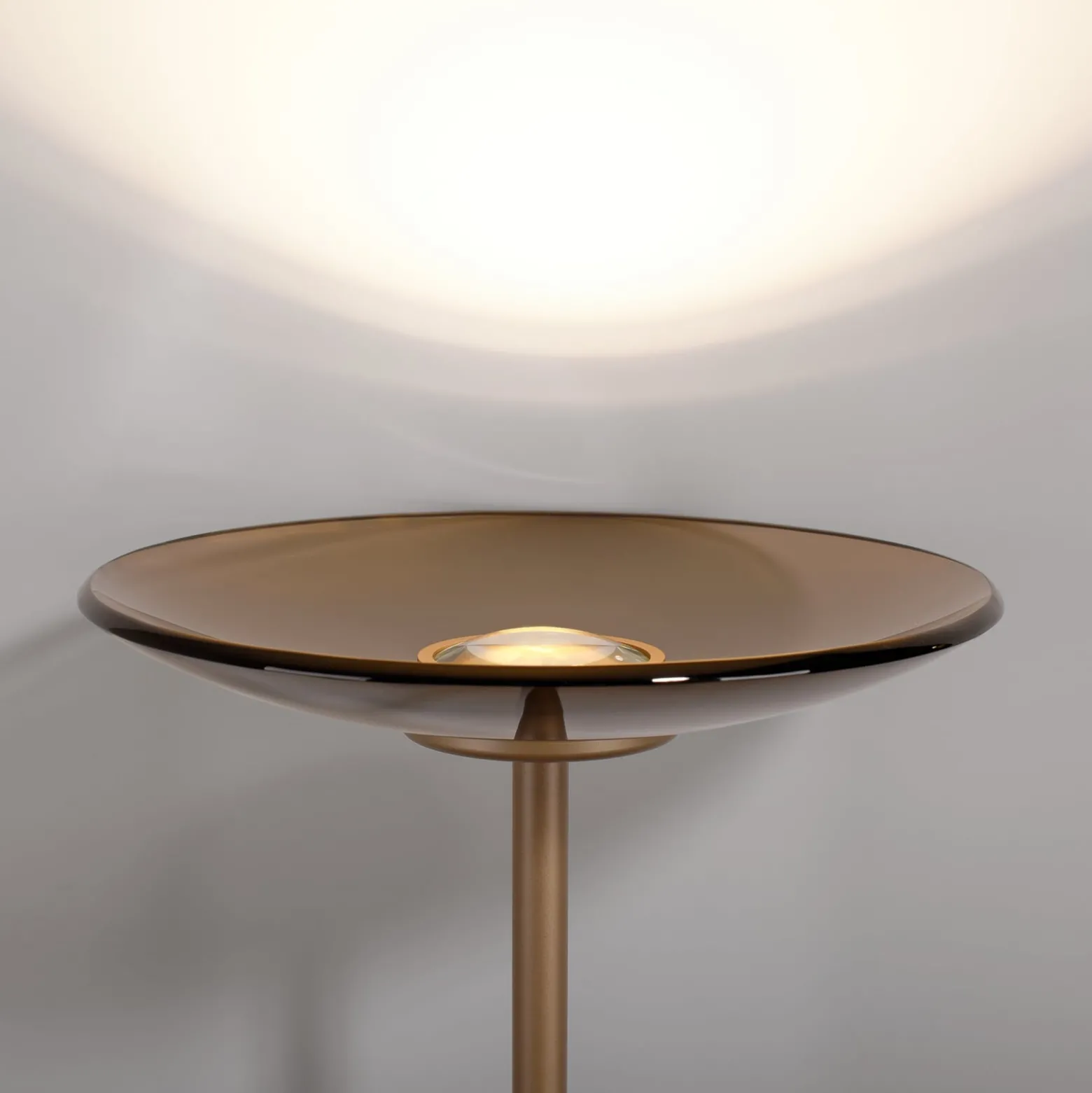 PURE LED-lattiavalaisin Moon pronssinvärinen alumiini/lasi himmennin