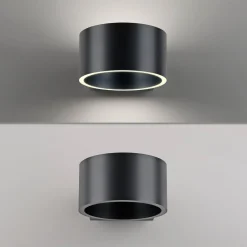 PURE LED-seinävalaisin Clipse, harmaa, alumiini, Ø 15 cm