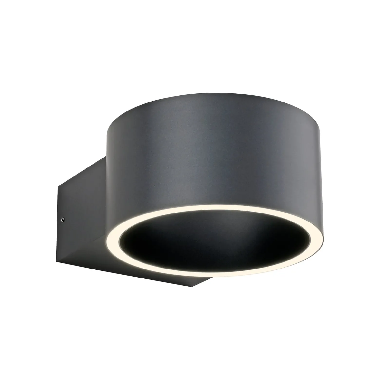 PURE LED-seinävalaisin Clipse, harmaa, alumiini, Ø 15 cm