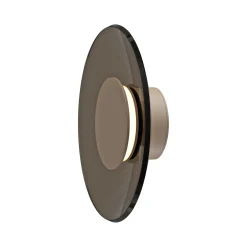 PURE LED-seinävalaisin Moon, pronssi, Ø 32 cm, lasi/alumiini