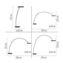 PURE Loop-Bow -LED-lattiavalo, musta, ulottuvuus 290 cm, CCT