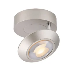 PURE Oculis -LED-kattovalaisin, hopeanvärinen, halkaisija 15 cm, rauta/lasi