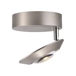 PURE Oculis -LED-kattovalaisin, hopeanvärinen, halkaisija 15 cm, rauta/lasi