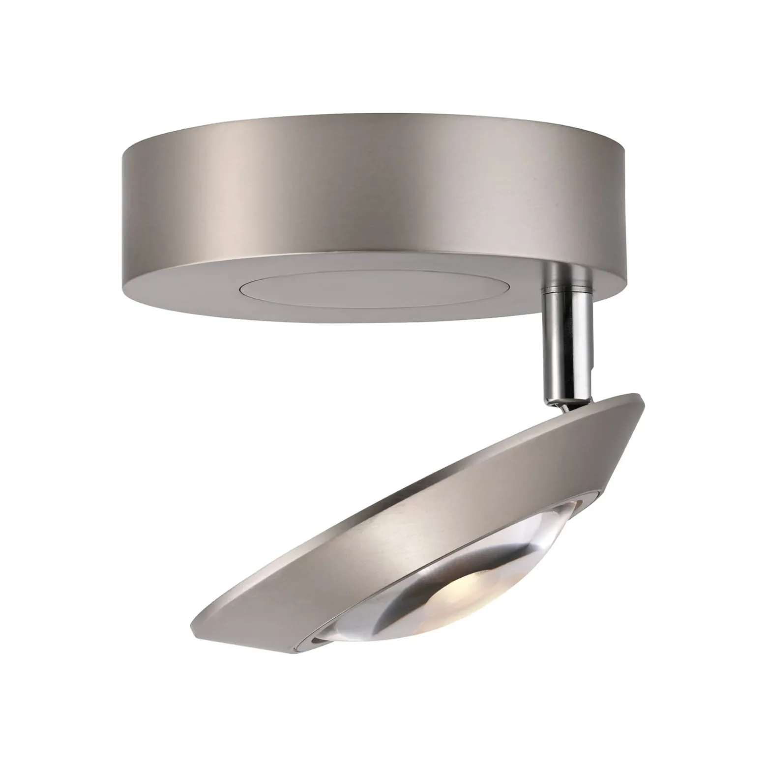 PURE Oculis -LED-kattovalaisin, hopeanvärinen, halkaisija 15 cm, rauta/lasi