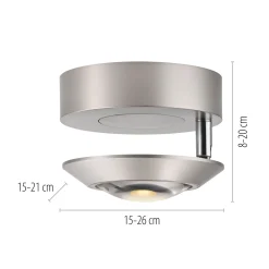 PURE Oculis -LED-kattovalaisin, hopeanvärinen, halkaisija 15 cm, rauta/lasi