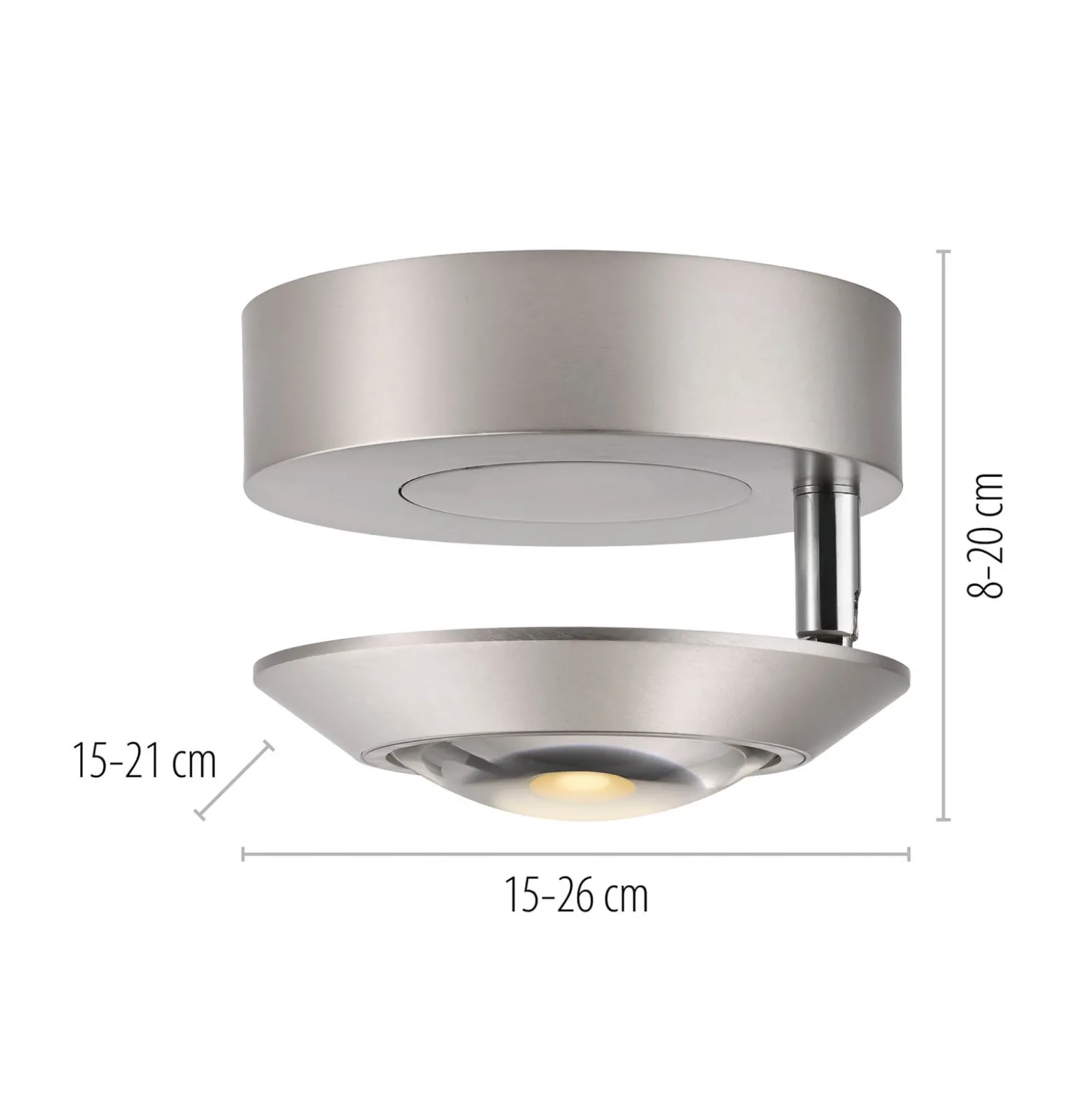 PURE Oculis -LED-kattovalaisin, hopeanvärinen, halkaisija 15 cm, rauta/lasi