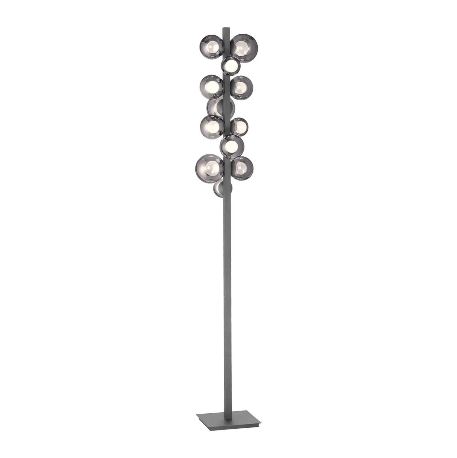 PURE Popup -LED-lattiavalo, harmaa alumiini/lasi, himmennin, 12-lamppuinen