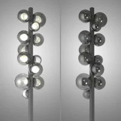 PURE Popup -LED-lattiavalo, harmaa alumiini/lasi, himmennin, 12-lamppuinen