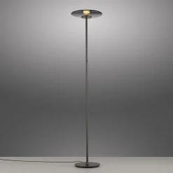PURE Vitrum -LED-lattiavalaisin, harmaa alumiini/lasi, kosketushimmentimellä