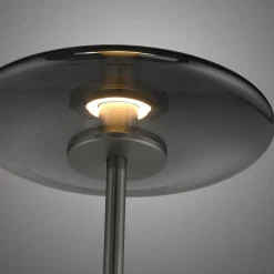 PURE Vitrum -LED-lattiavalaisin, harmaa alumiini/lasi, kosketushimmentimellä