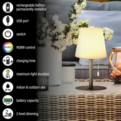 Puutarhan LED-pöytävalaisin, himmennettävä, värinvaihtoa varten