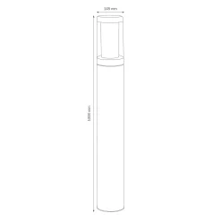Pylväsvalaisin 1257 ruostumatonta terästä, merivedenkestävä 100 cm