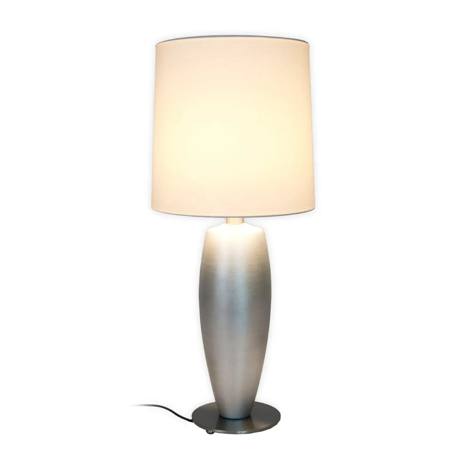Pöytälamppu SIGMA SOTTILE, hopea/valkoinen, korkeus 68 cm, keraaminen, E27