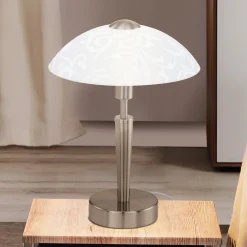 Pöytälamppu SOLO 1, mattanikkeli, korkeus 32 cm, metalli/lasi, himmennettävä