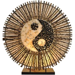 Pöytälamppu Ying Yang Batur, pyöreä, 40 cm, ruskea