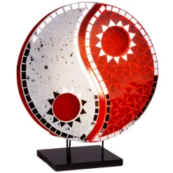 Pöytälamppu Ying Yang mosaiikkipeilikiviä punainen
