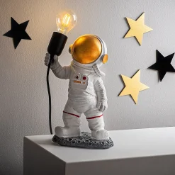 Pöytävalaisin Astronaut-1, valkoinen, polyesteri, korkeus 32 cm