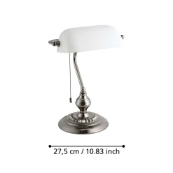 Pöytävalaisin BANKER, nikkelivärinen, korkeus 39 cm, metalli/lasi