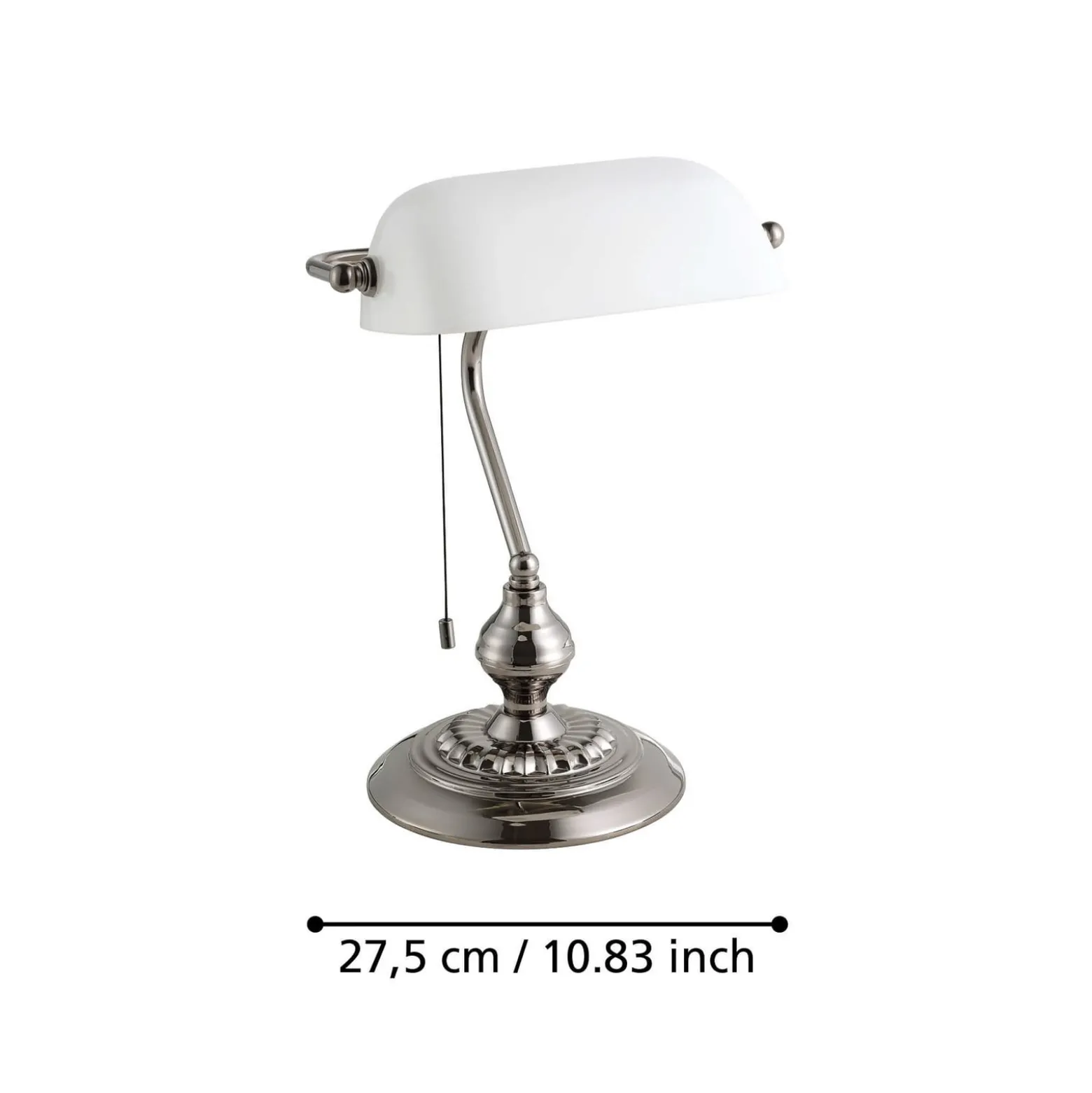 Pöytävalaisin BANKER, nikkelivärinen, korkeus 39 cm, metalli/lasi