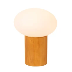 Pöytävalaisin Birtle, korkeus 23 cm, valkoinen/vaalea puu, puu/lasi