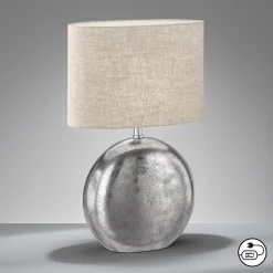 Pöytävalaisin Chambery, hiekka/nikkeli, korkeus 53 cm, pellava/metalli