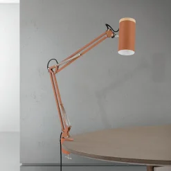 Pöytävalaisin Gili, korallipunainen, kiinnike, teräs, korkeus 75 cm, E27